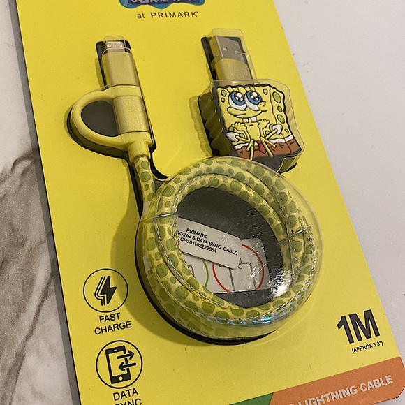 SpongeBob SquarePants - Dual Ended Type C & Lightning Cable - Picture 3 of 3